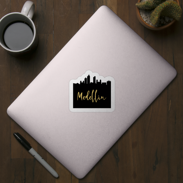 MEDELLIN COLOMBIA DESIGNER SILHOUETTE SKYLINE ART by deificusArt